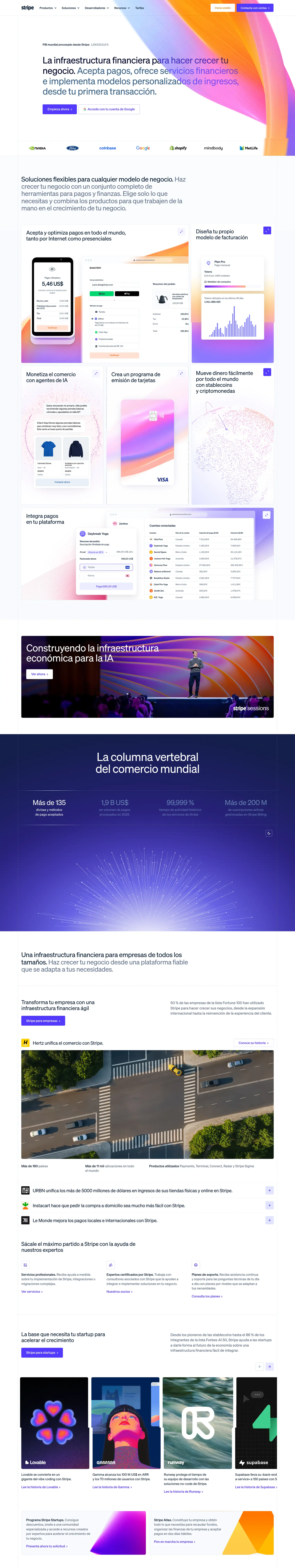 Captura completa de stripe.com en escritorio, parte 1 de 2
